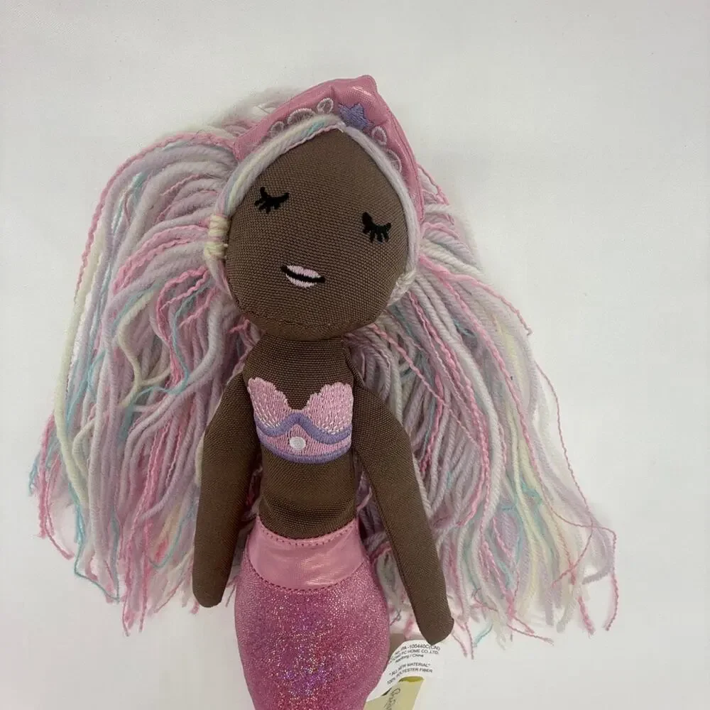 Cynthia Rowley Mermaid Doll Pink Glitter Tail Pastel Yarn Hair Plush Toy